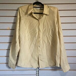 Selene Sport Silk Button Down Shirt Long Sleeve Career Top Size 16